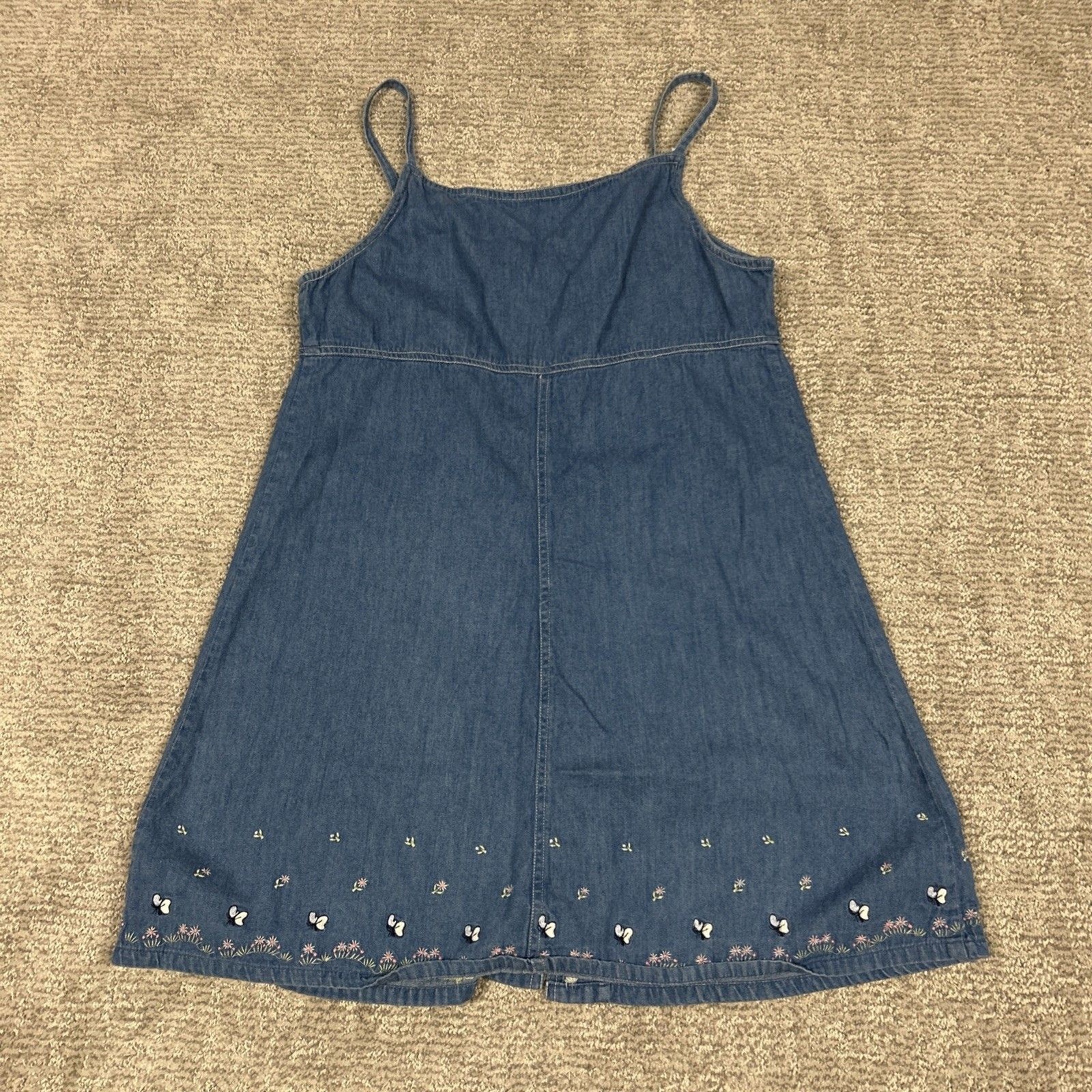 Aeropostale Overall Dress Junior Womens Large Aero Jean Pearl Snap Front Y2K 90s