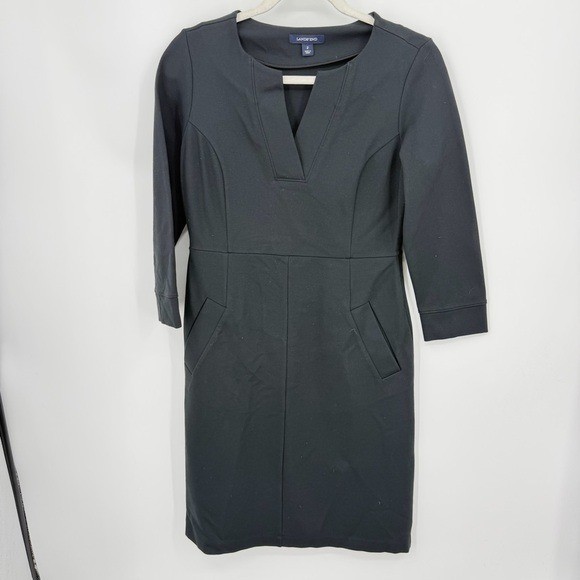 Lands End 3/4 Sleeve Ponte Dress in Black sz 2