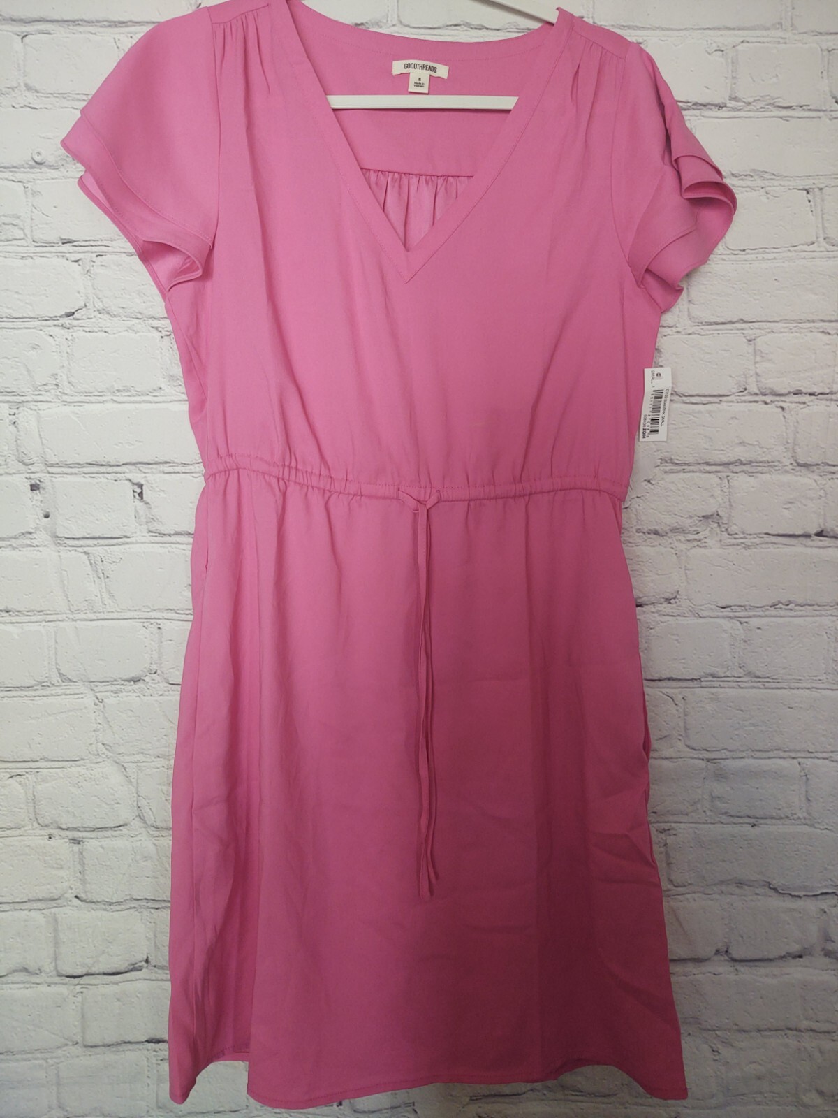 Goodthreads Womens Georgette Ruffle Sleeve Mini Dress Size Small Pink – NEW