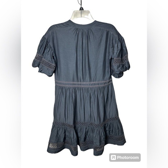 Marie Oliver Jade Cotton & Silk Blend Dark Gray Black Ruffled Mini Dress Size XS