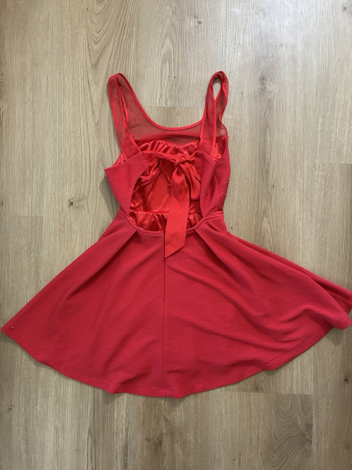 BCBGeneration Red Fit & Flare Backless Lace-Up Scoop Neck Mini Dress 0