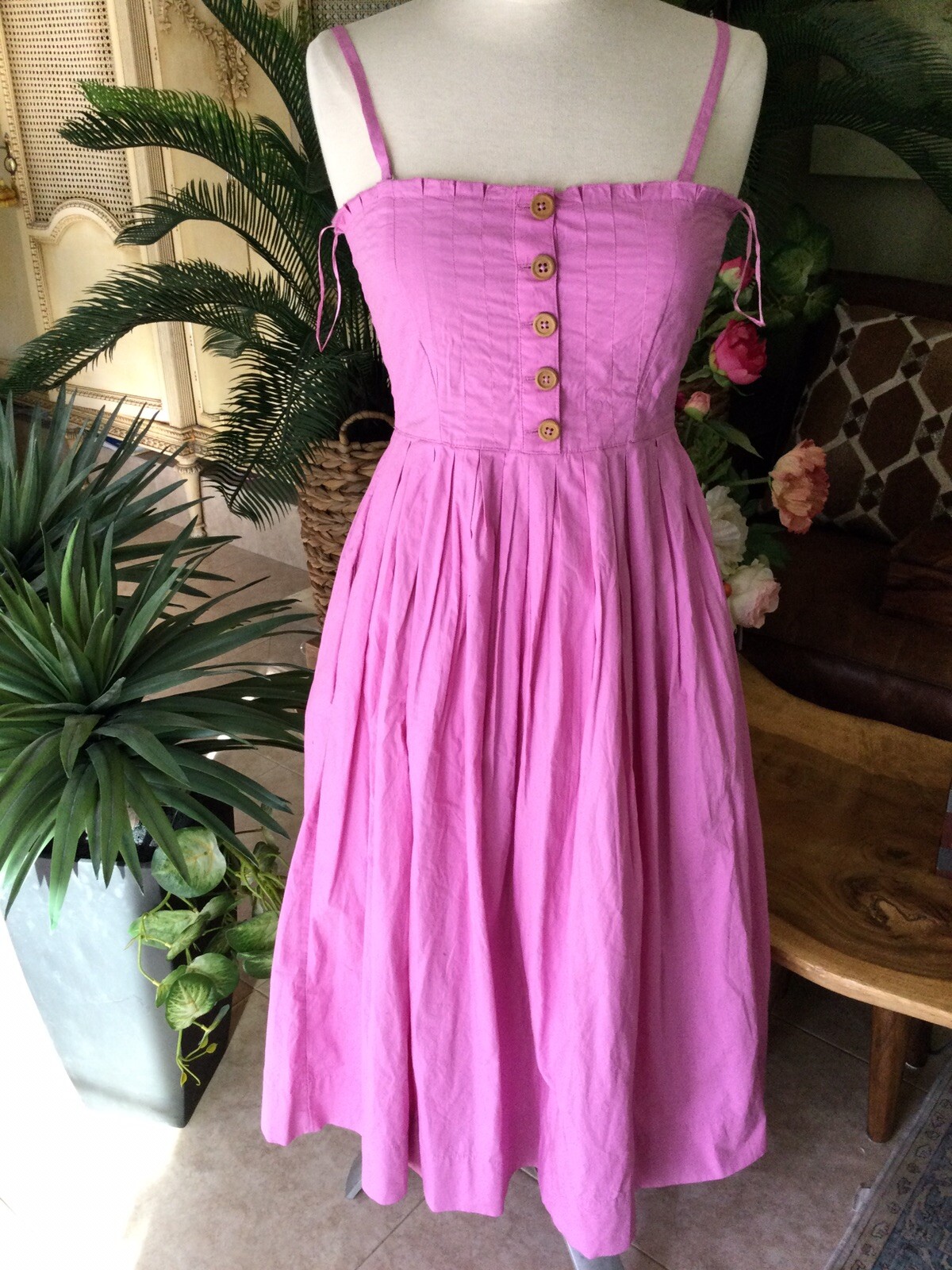 NWT Free People Women 100% Cotton Straps Lined dress PurplePrism size S