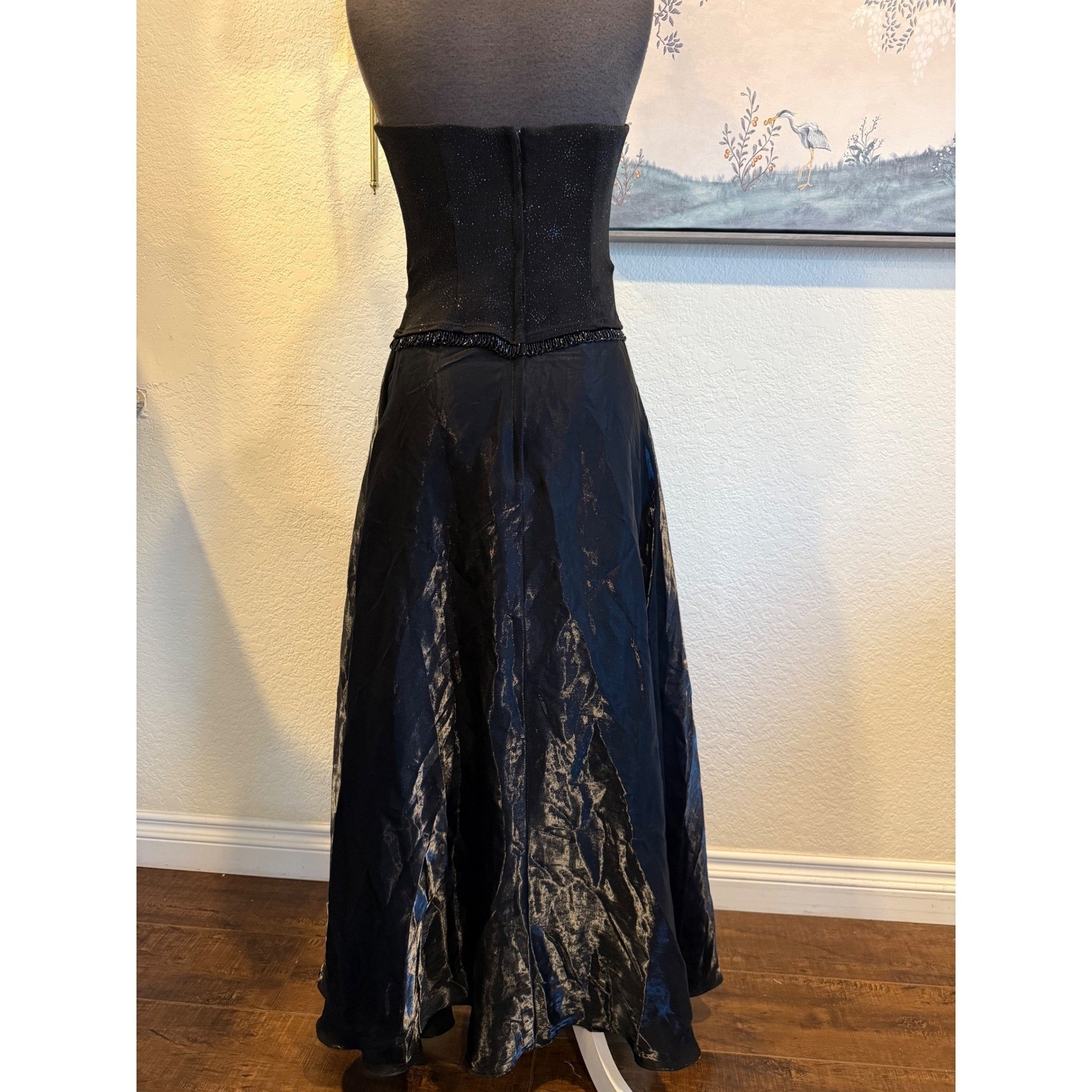 Scott McClintock Millennium 2000 Vintage Strapless Gown Black Beaded Petite 10