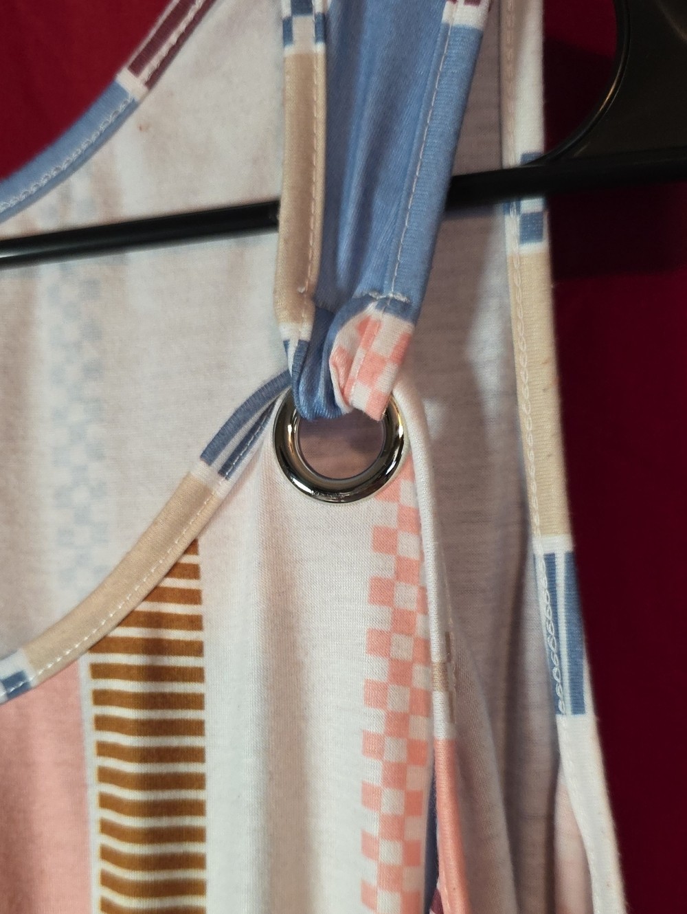 Patchwork Striped Pastel Tiered Sundress – Pink Blue Cream