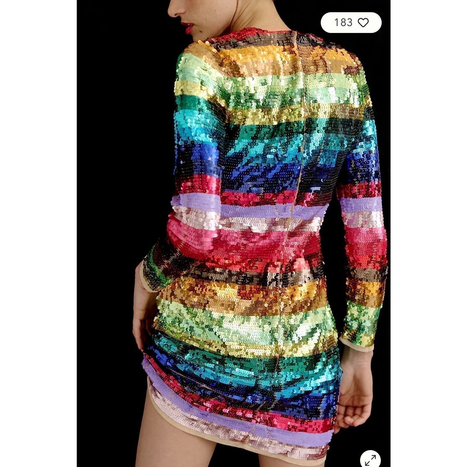 NWT❤️Anthro MAC DUGGAL RAINBOW SEQUINED MINI DRESS sz12