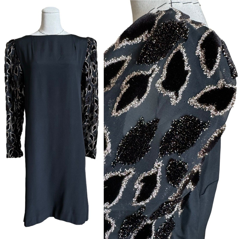 Vintage 60s Bergdorf Goodman Black & Gold Dress Classic Elegant Couture