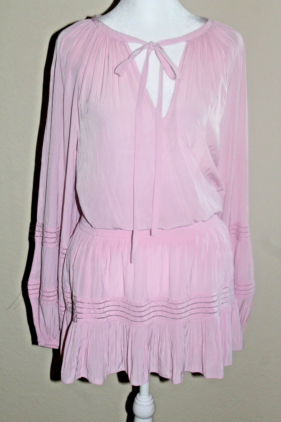 Ramy Brook pink, tie neck knee length Kurt dress, size small.