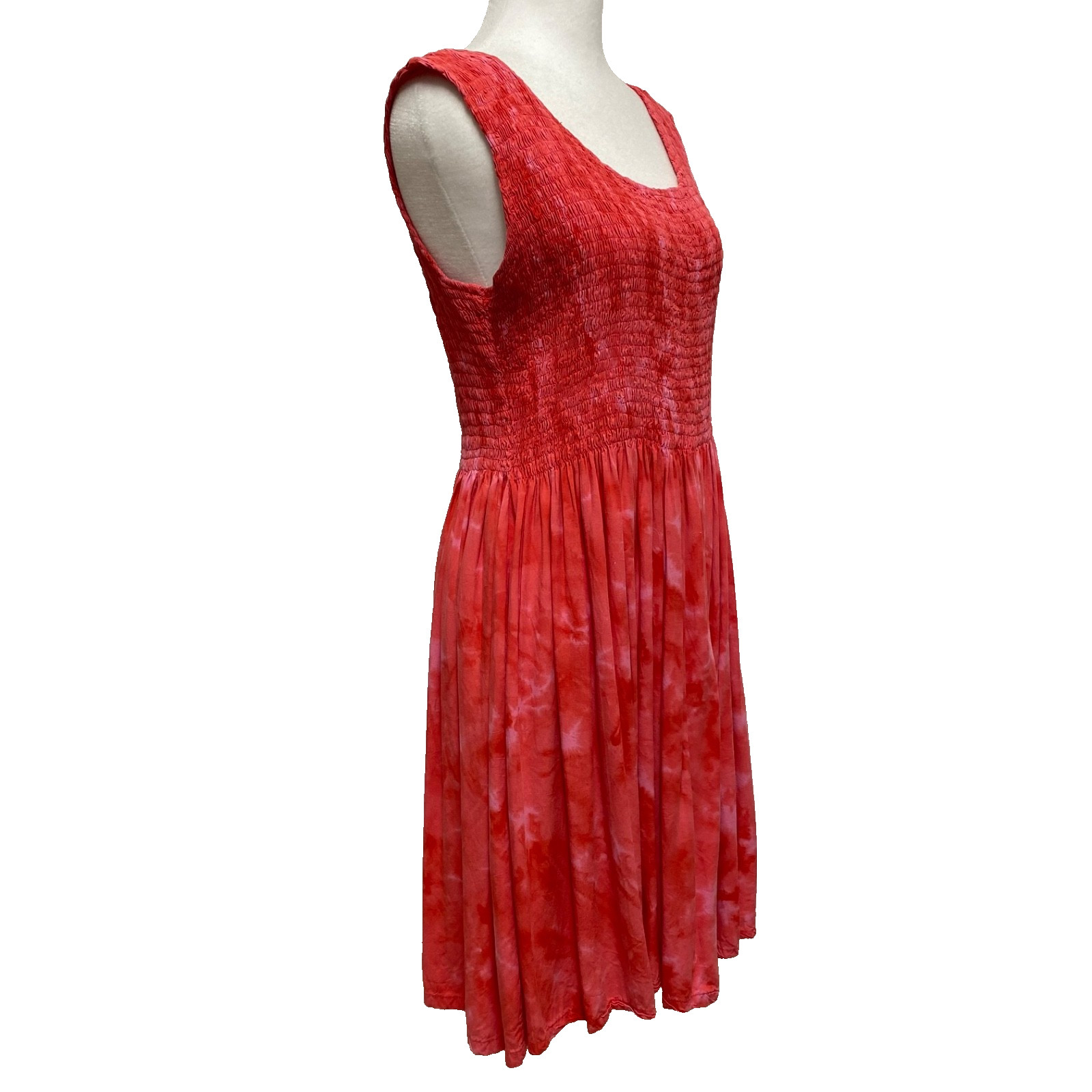 Go Fish Clothing & Jewelry Co Midi Sleeveless Dress Sz L Floral Red Pink Beachy