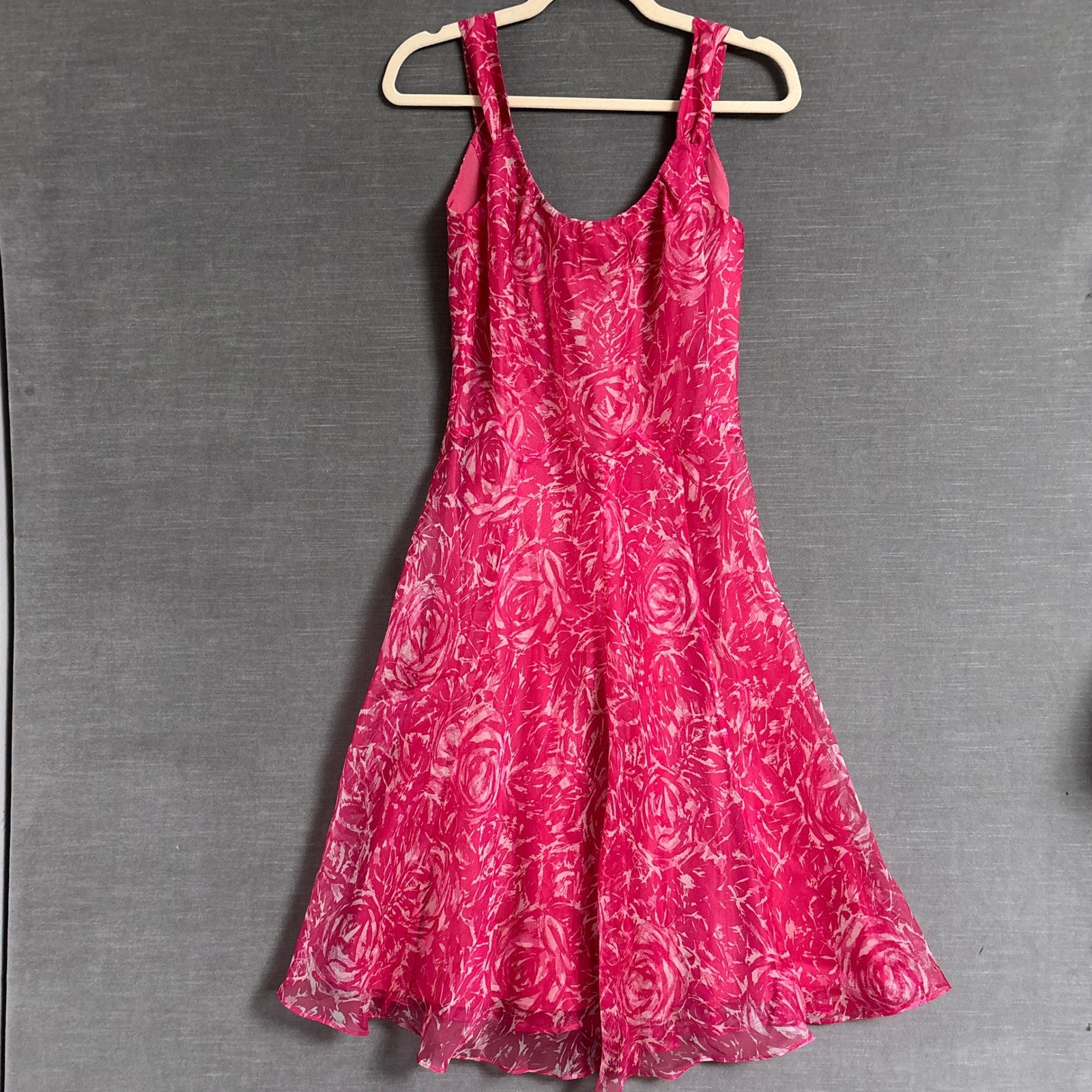 Vintage Talbots Dress 4 Pink Floral Silk Sheer 90s Y2K Cocktail Party Flowy