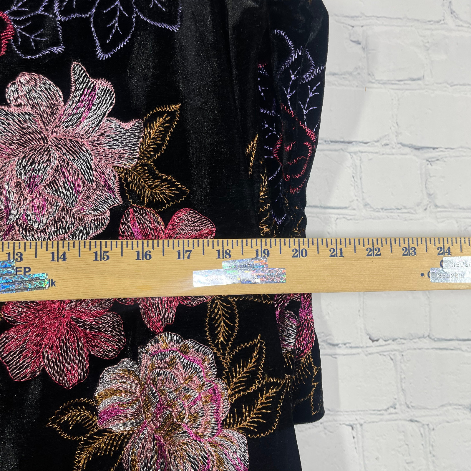 Beige Eci Dress Women Size 8 Pullover Velvet Floral Whimsygoth Embroidered