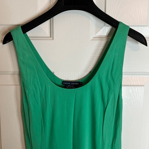Ralph Lauren Kelly Green Tank Lined Midi Dress Size Small Flowy Comfy Office
