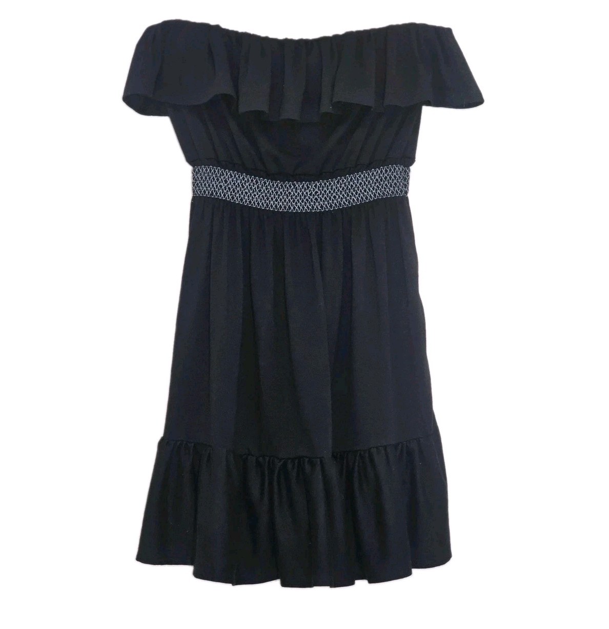 Bongo Women’s Ruffle Trimmed Strapless Black Dress