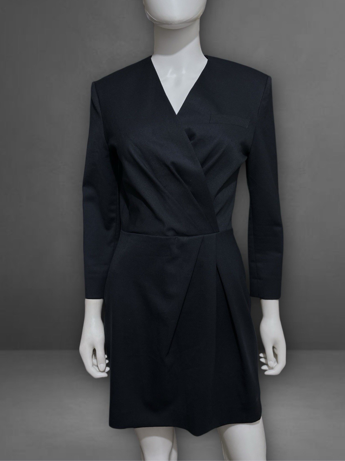 SANDRO Women’s Grattinara Wrap-Effect Twill Dress In Midnight Blue Sz 36 (4)