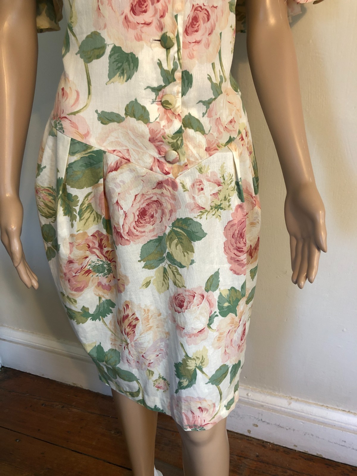 vtg Regina Kravitz 1930s Tulip Style Floral Dress Sz 12 Union Made in USA