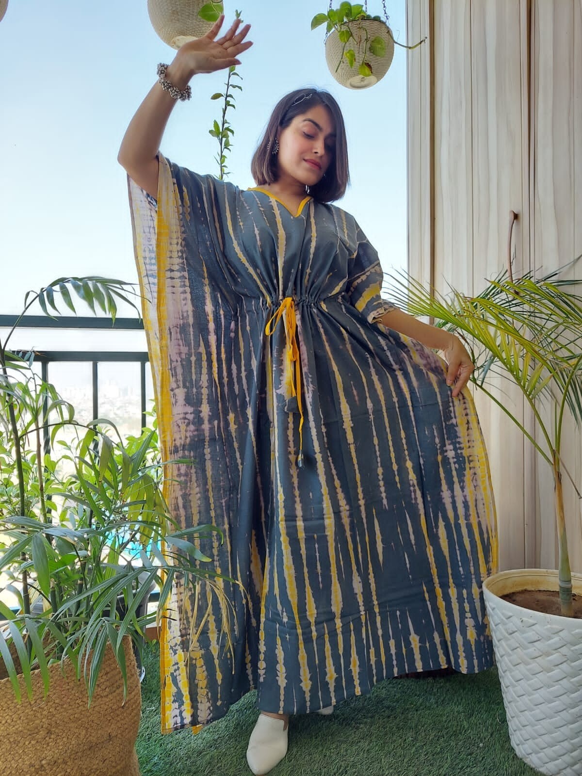 Women Tie Dye Print Kaftan, Caftan Dress, Summer wear Dress, Resort wear dress