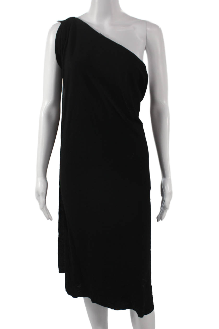 Roland Mouret Womens Sheath Dress One Shoulder Black Sleeveless Size 6