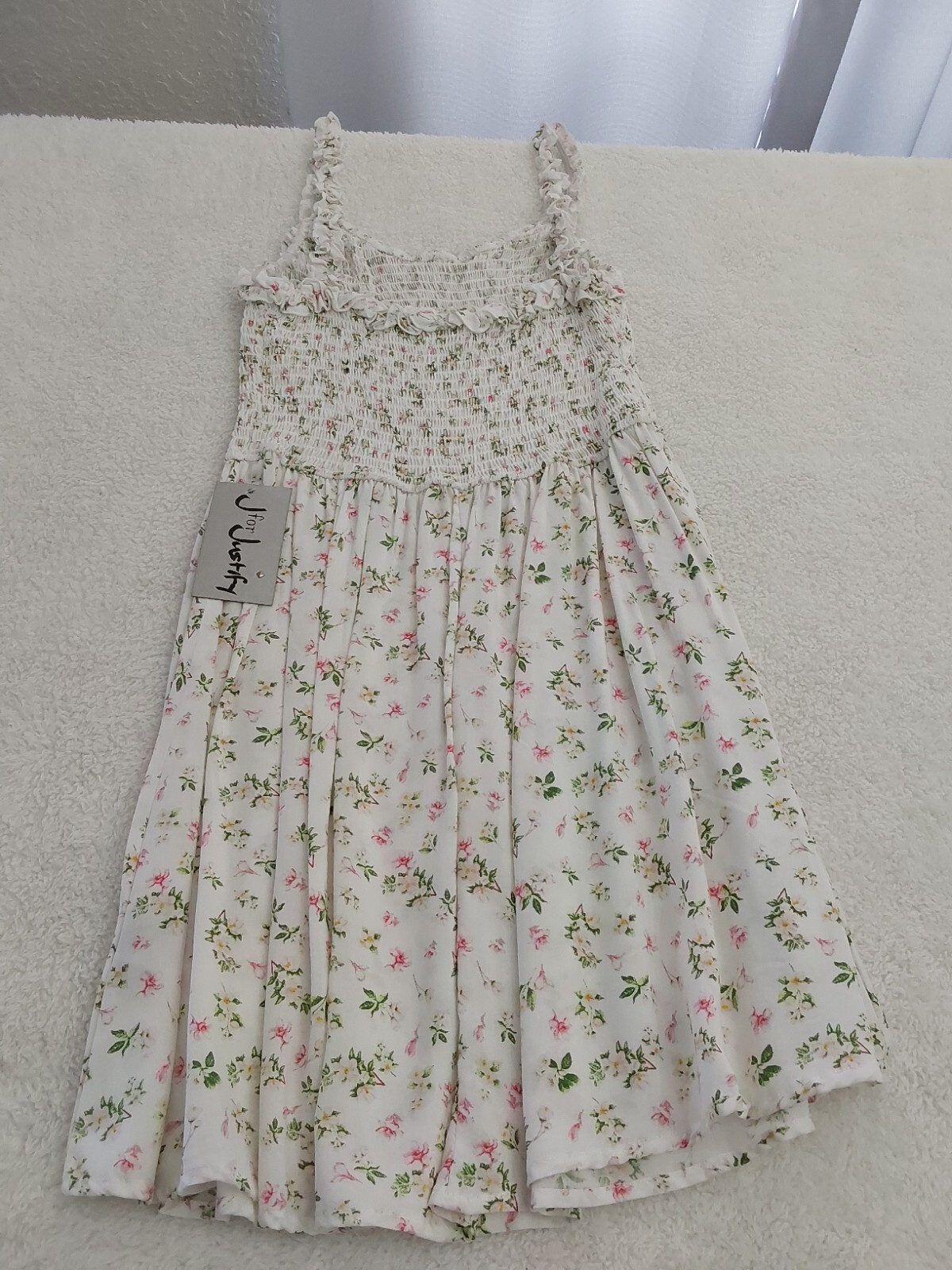 J for Justify Womens Size XL Floral Dress Elastic Spring Summer Comfort Vacation