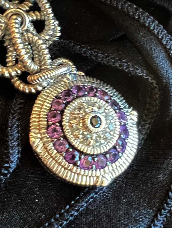 SALE! LUXURY GIFT Judith Ripka Silver Sapphire Evil Eye Charm Bracelet 7.5”