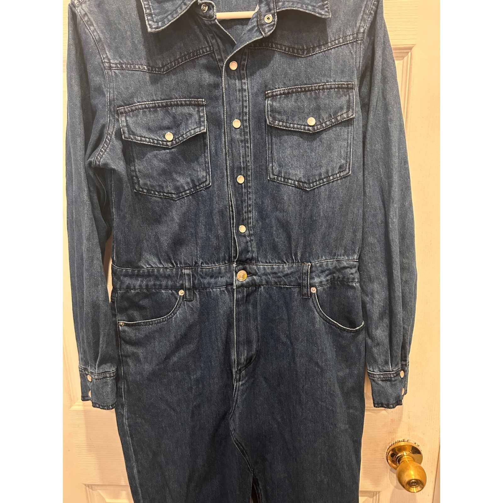 Steve Madden Womens Dakoda Blue Denim Maxi Dress Pearl Snap Front Western Sz 6