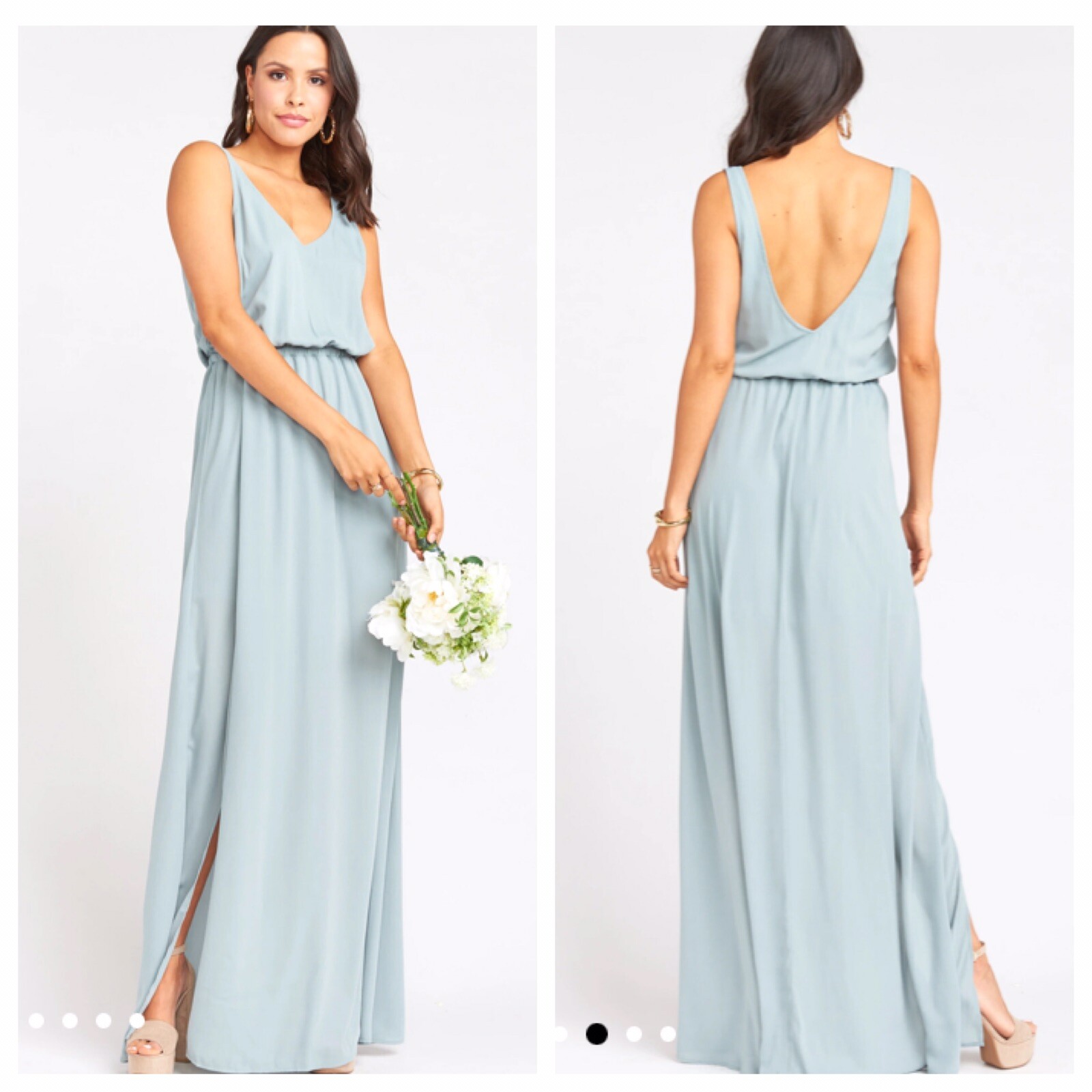 Show Me Your Mumu Kendall Maxi Dress Silver Sage Crisp S Bridesmaid Gown