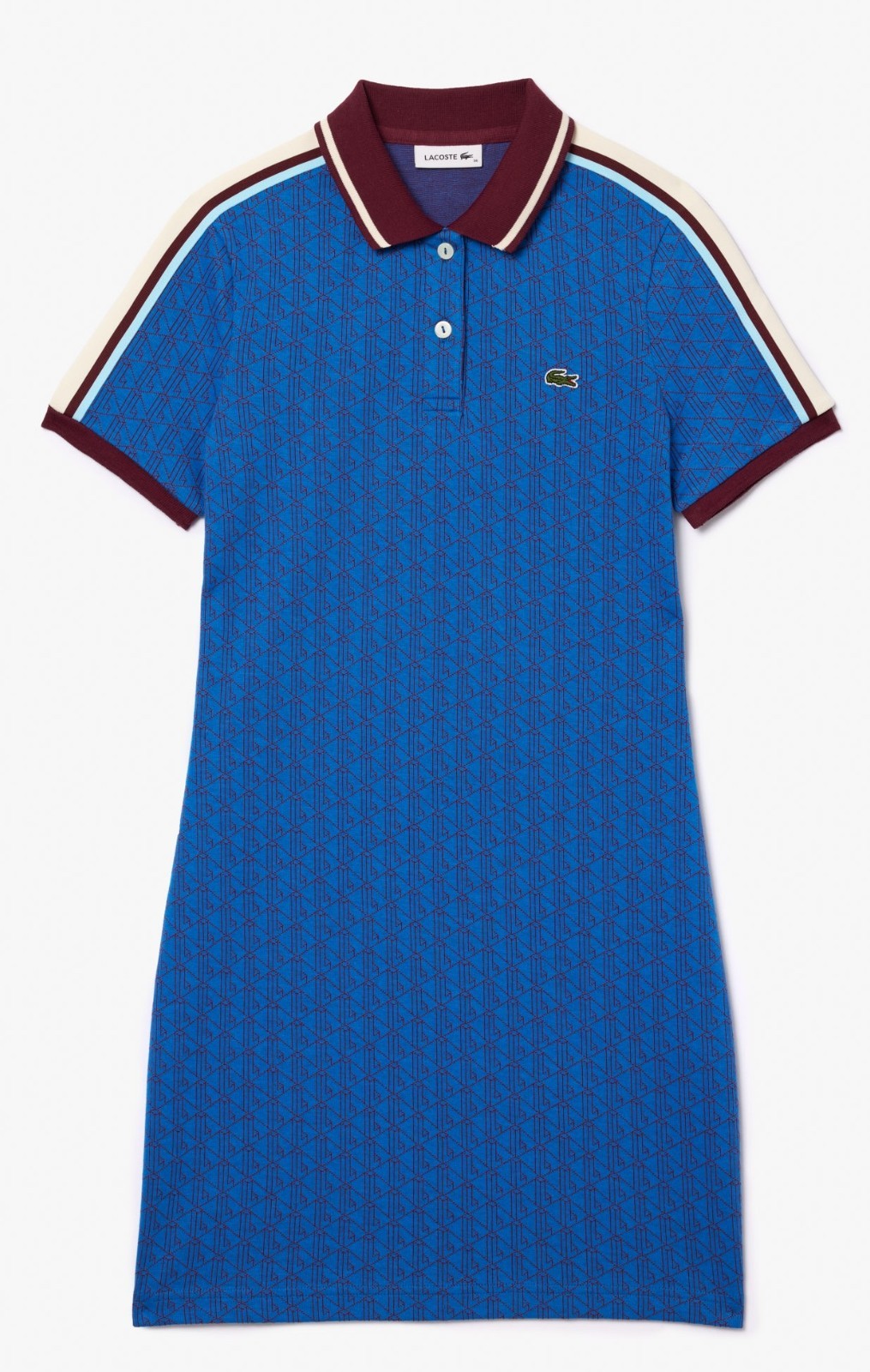 LACOSTE MONOGRAM JACQUARD POLO DRESS EF1676 NJI NEW WITH TAGS