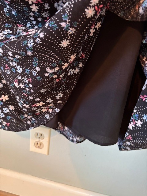 NWT LOFT Pearl Print Black Floral Puff Sleeve Midi Dress Size XL