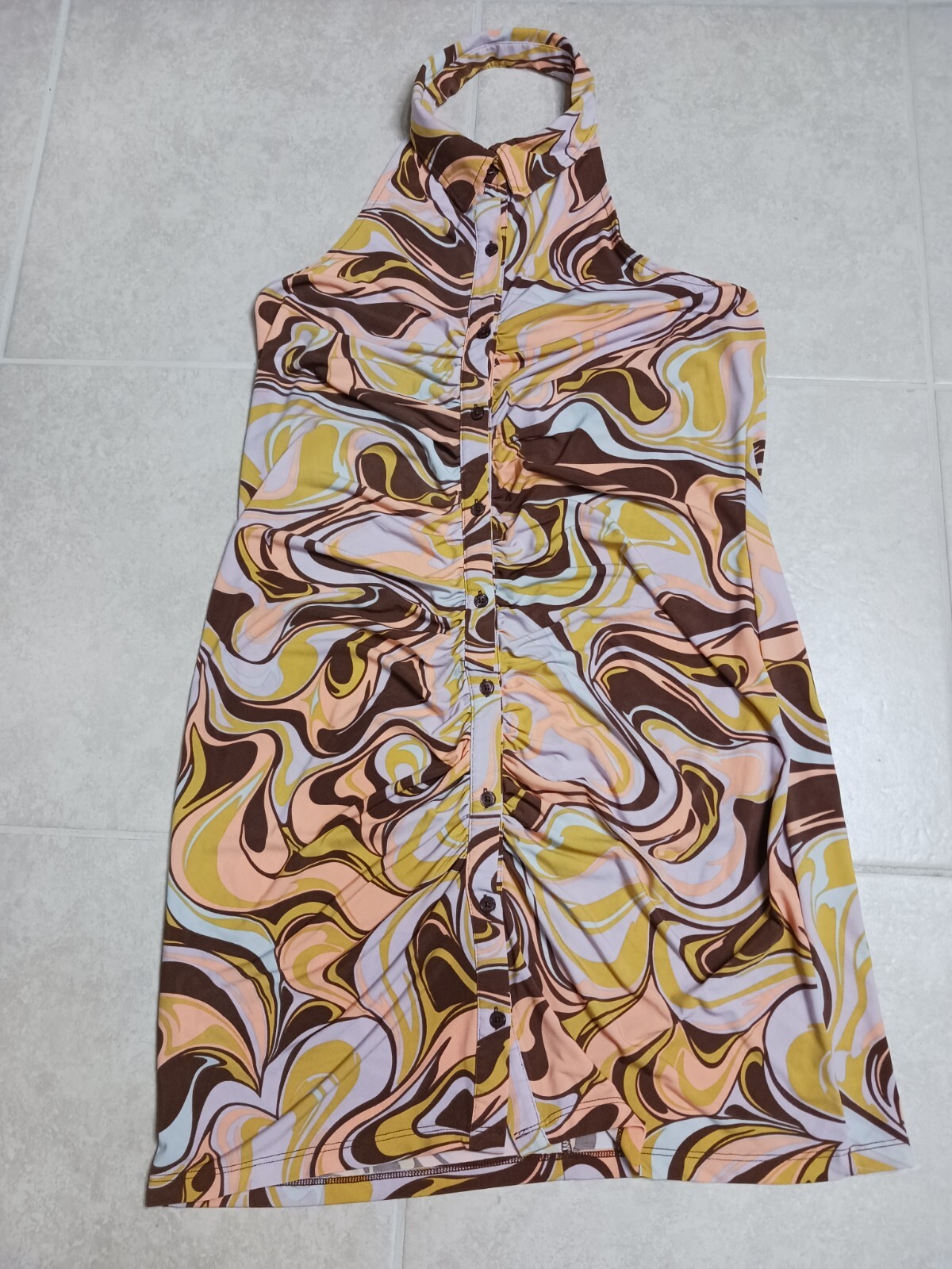 Rue 21 Plus Womens Dress Size 2X Tye Dye Bodycon Halter Collared Stretch Y2k