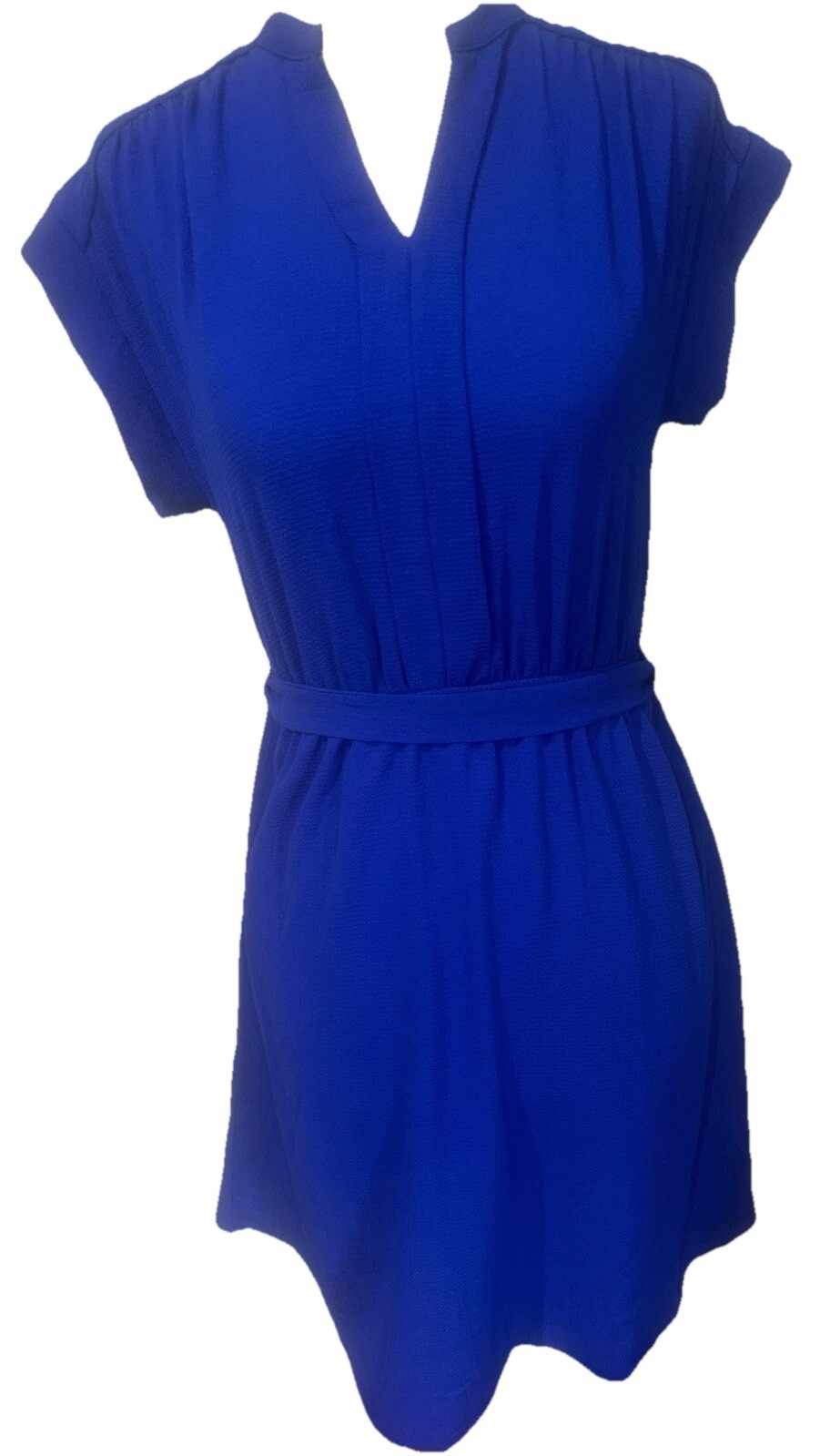 Monteau Los Angeles Royal Blue Short Sleeve Dress W/ Bow Belt Size Small New NWT