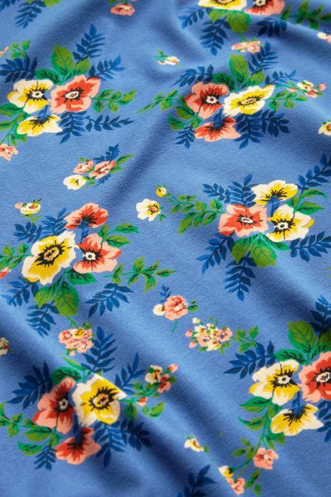 King Louie 03673 A-Line Blu Viscose Blend Floral Short Sleeve V-neck Dress