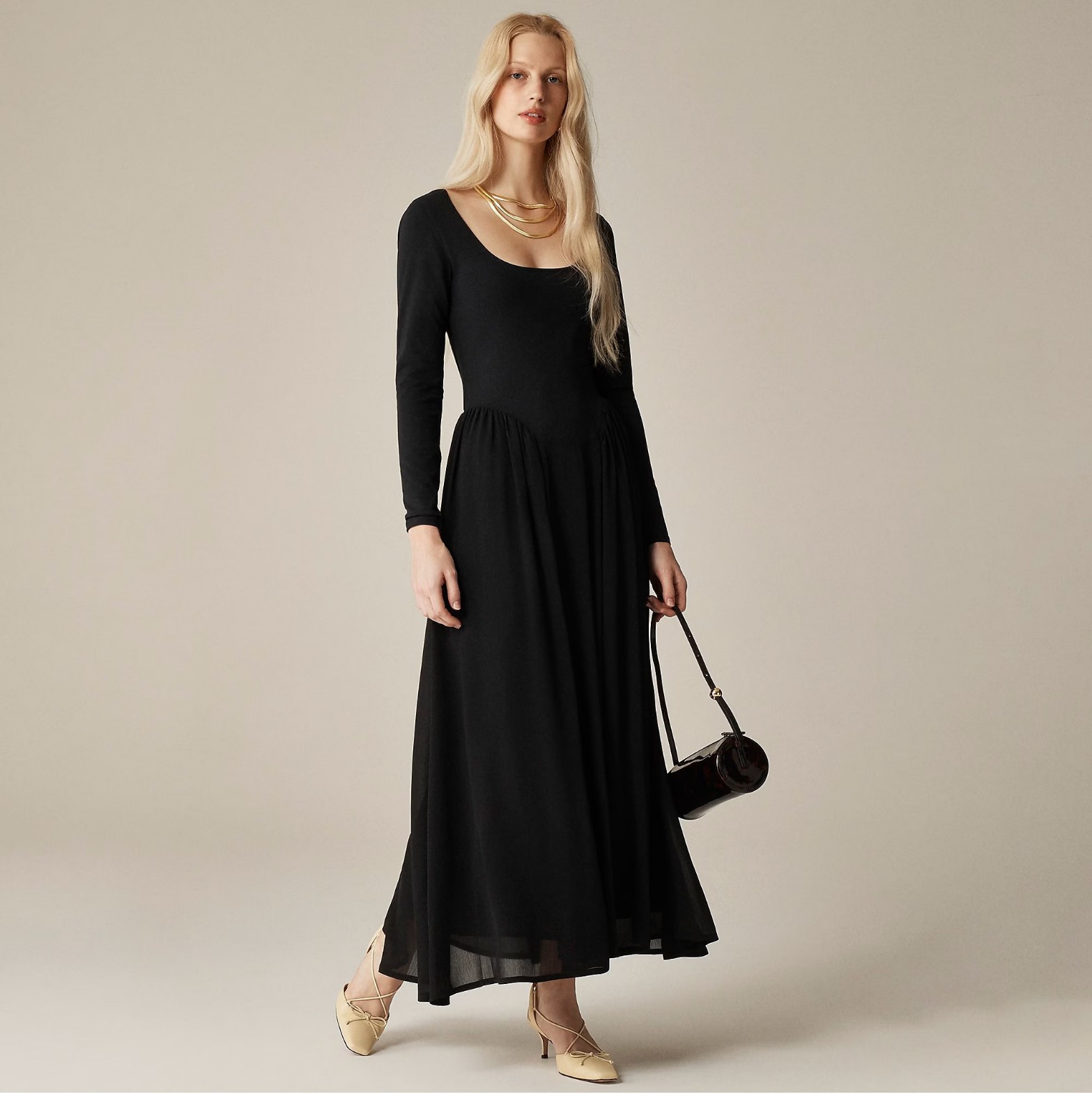 NWT $168 J.Crew Women’s MEDIUM Black LS Ballet Dress Chiffon Skirt