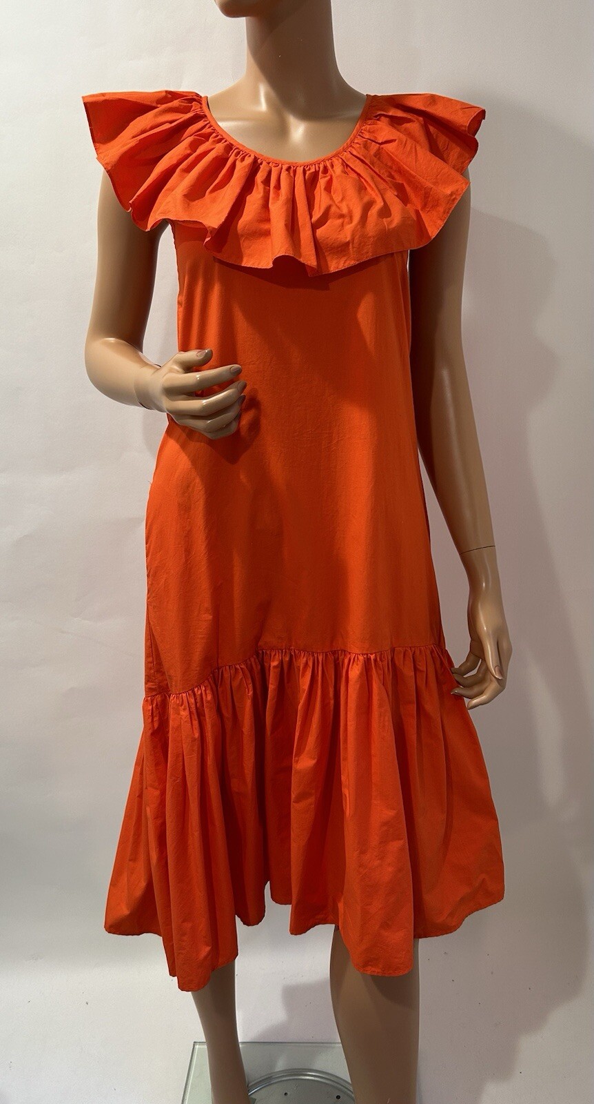 WHIT TWO Flouncy Ruffled Madi Dress size Medium Anthropologie Rich Orange