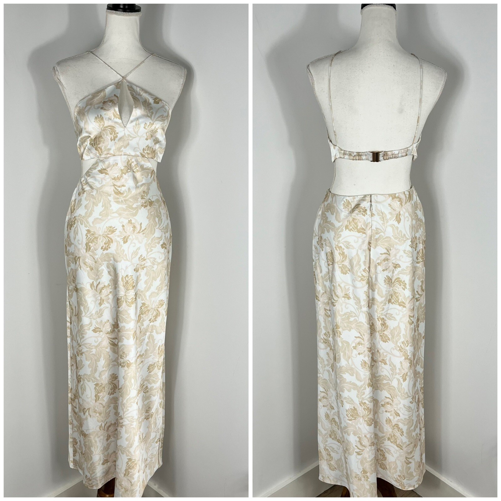 Significant Other cutout maxi dress size 8 floral white beige NEW $280