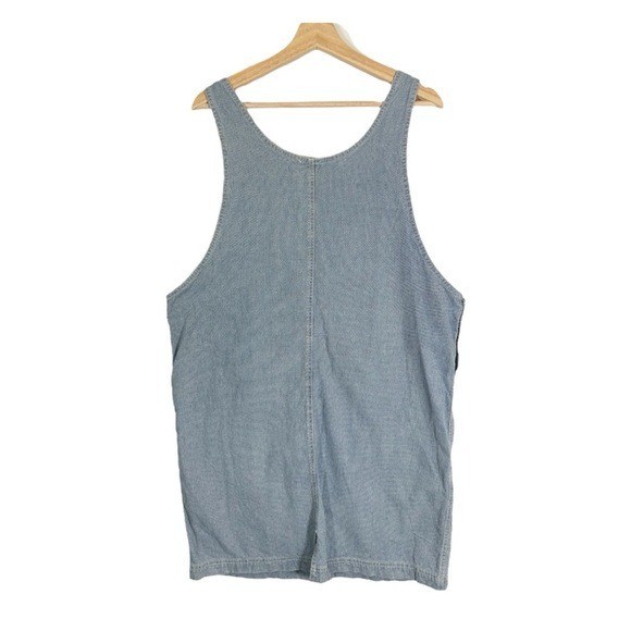 Vintage Looney Tunes 90s Sleeveless Pinstripe Denim Jean Dress Size Large Womens