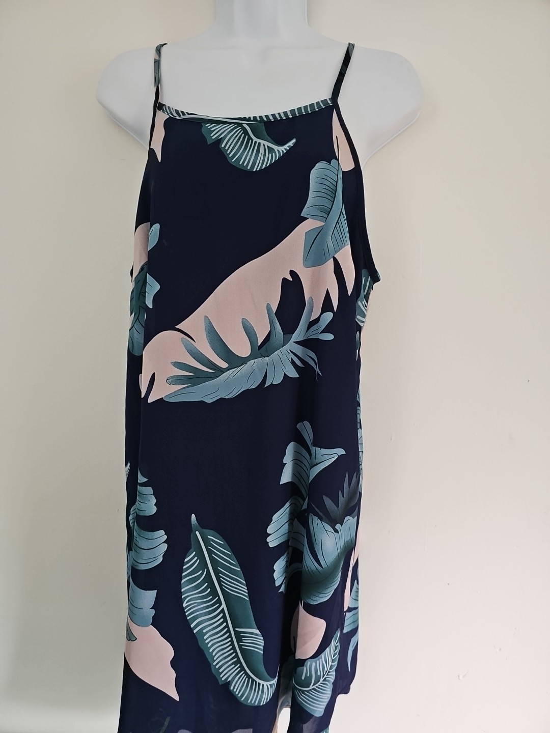 Tats Fashion Slip Dress Tropical Floral Medium Adjustable Spaghetti Strap Lined