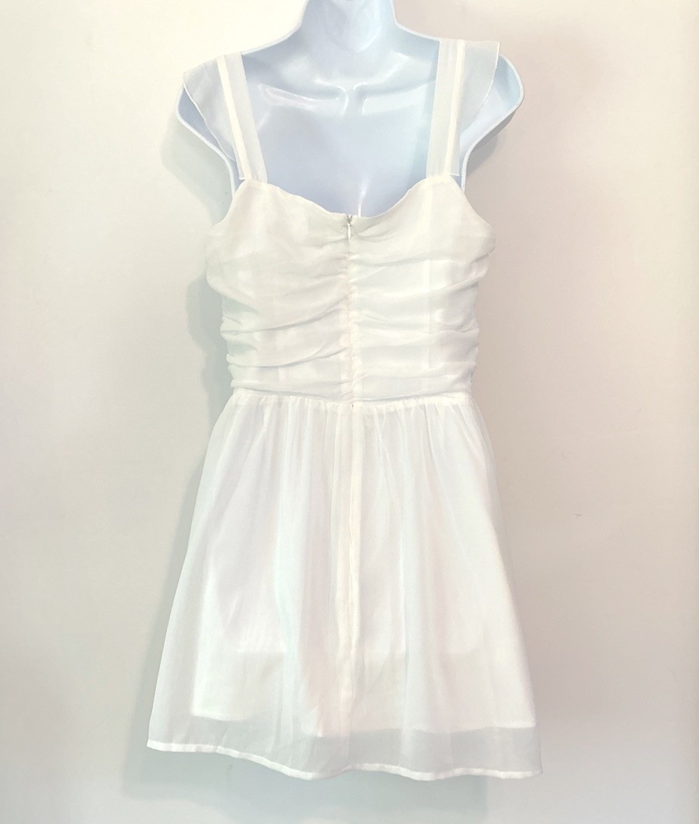 Princess Polly So Sweet White Mini Dress Chiffon Flutter Sleeve 8 Coquette Party