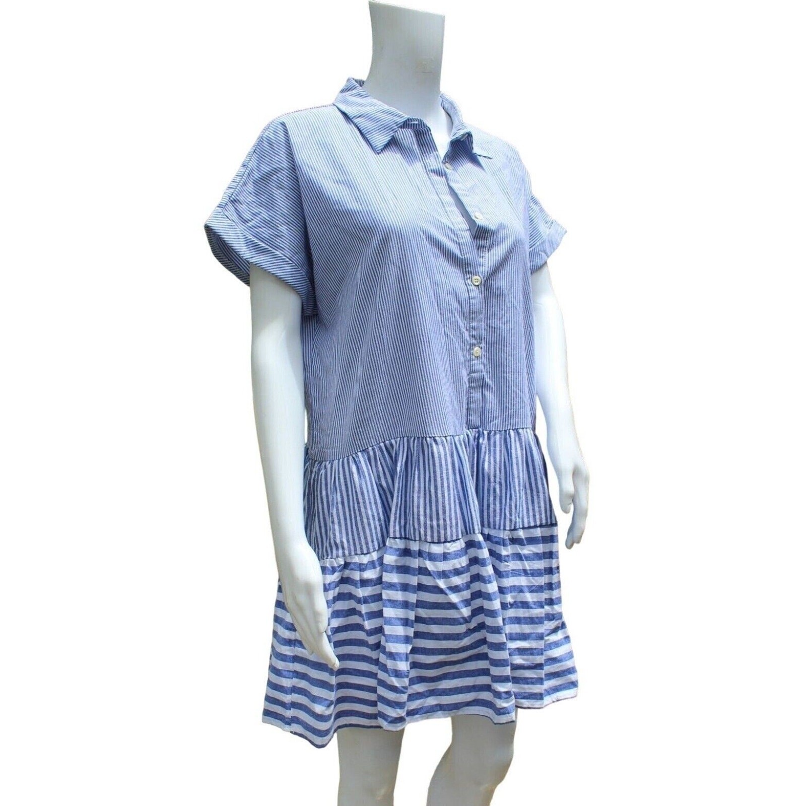 First Love By Lovelyn Blue & White Striped Button-Up Dress