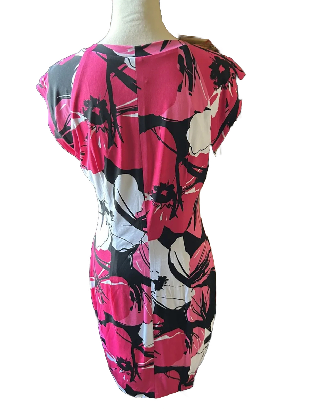 👗🌸CACHE Dress Sheath Bodycon Black Pink White Sleeveless Stretch Women 10