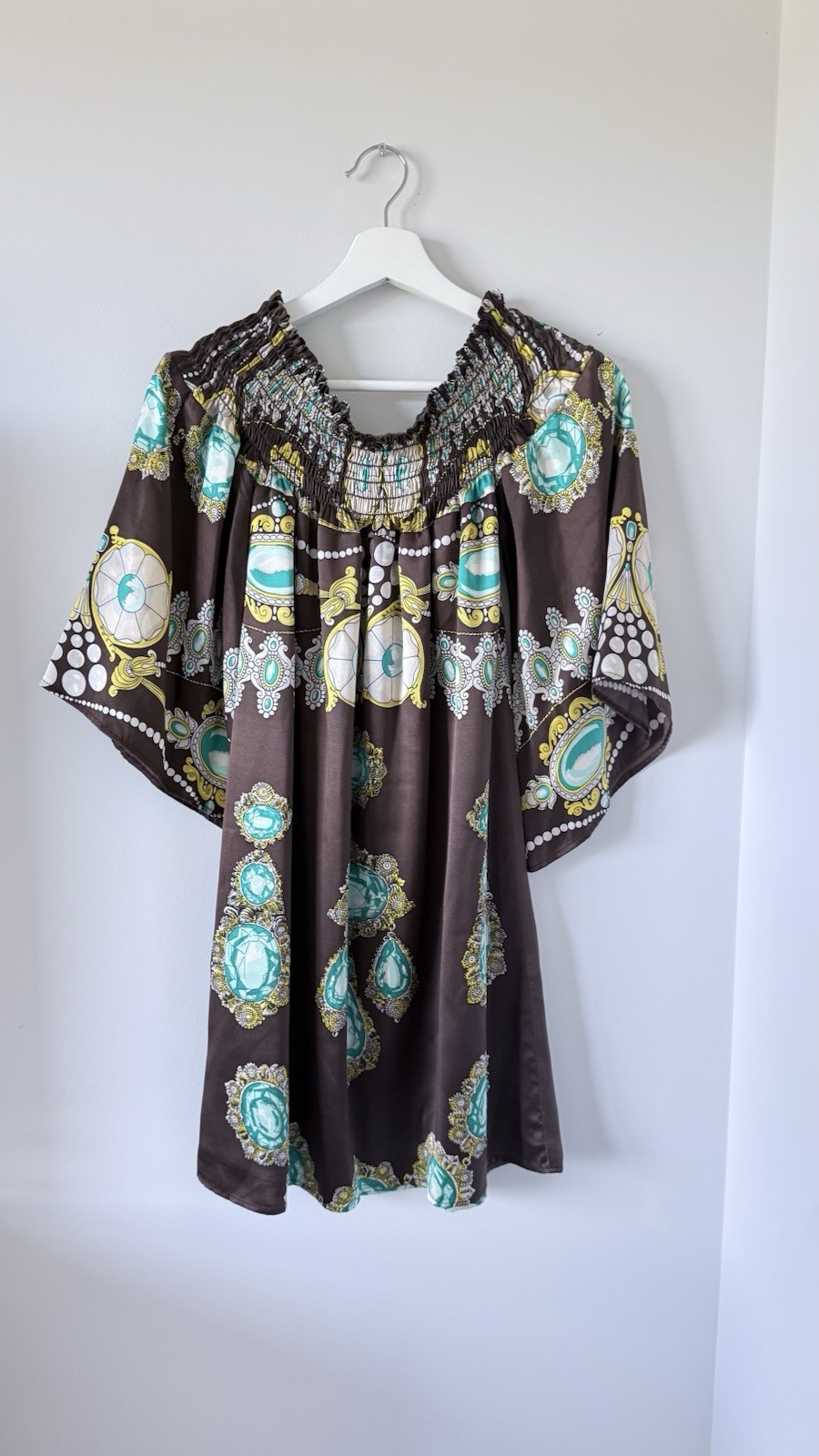 VOOM by Joy HAN Silk mini tunic dress 100% Silk Party Cocktail Off The Shoulder