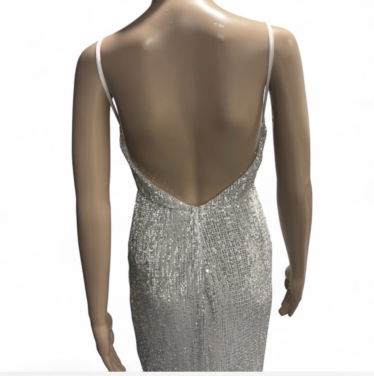 Silver Sequin Glitter Maxi Dress Strapless Formal Evening Prom Gown