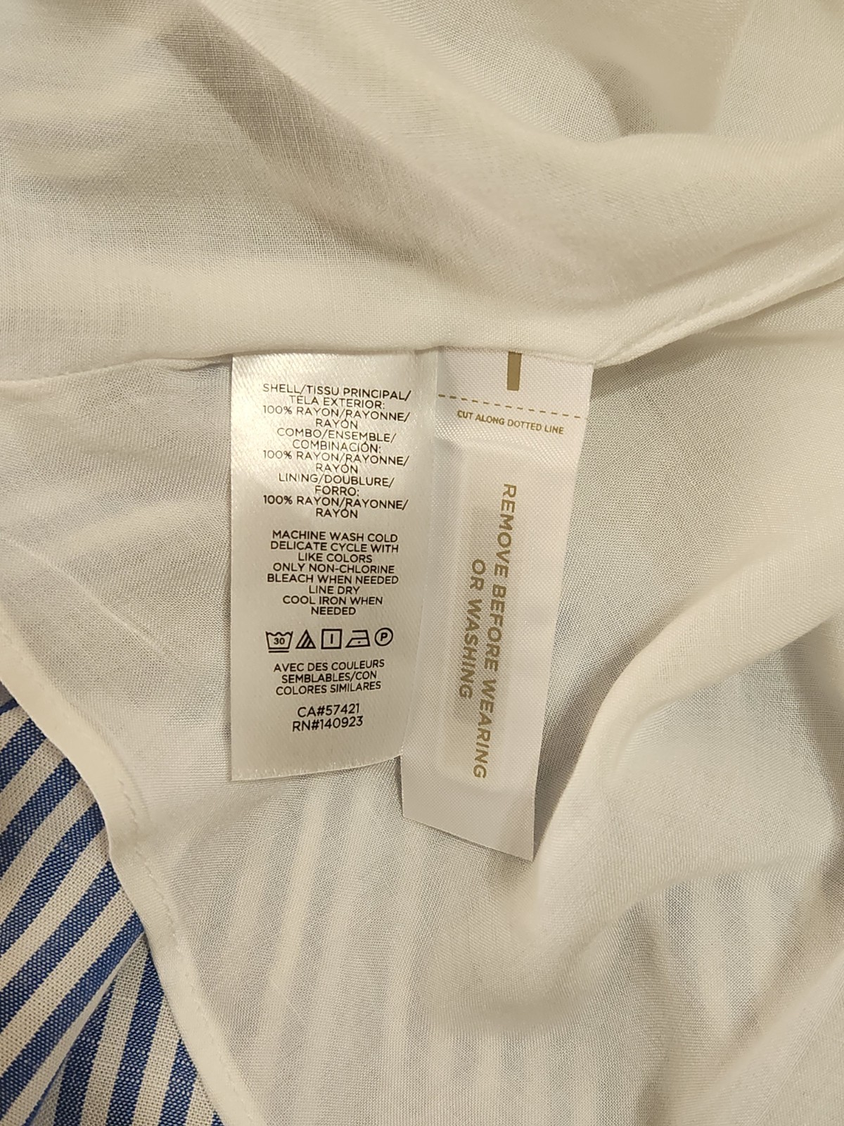 LOFT Blue & White Striped Tiered Double V Sleeveless Swing Dress Sz M