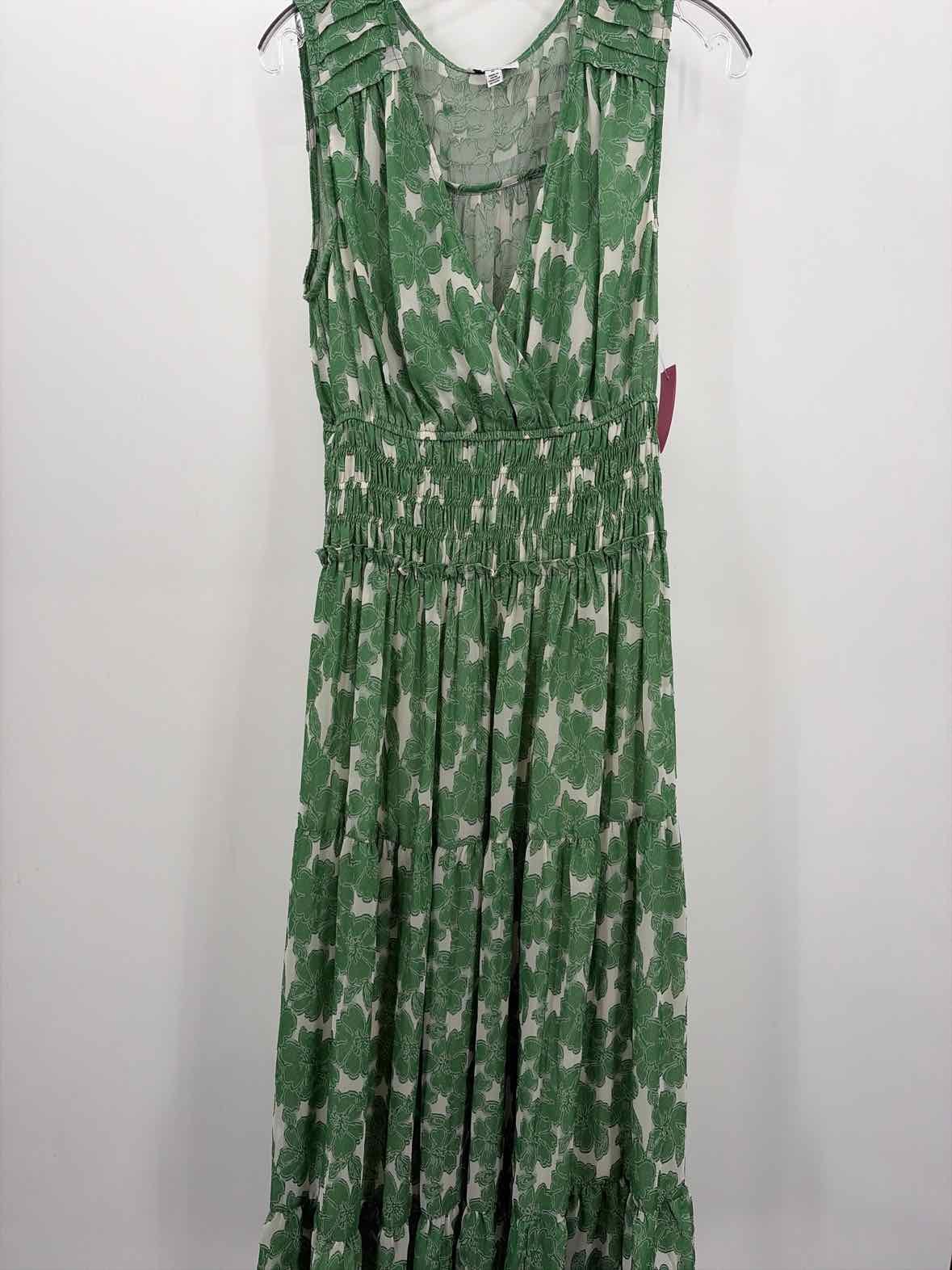 Pre-Owned Current Air Green Size Medium Floral Maxi Sleeveless Dress
