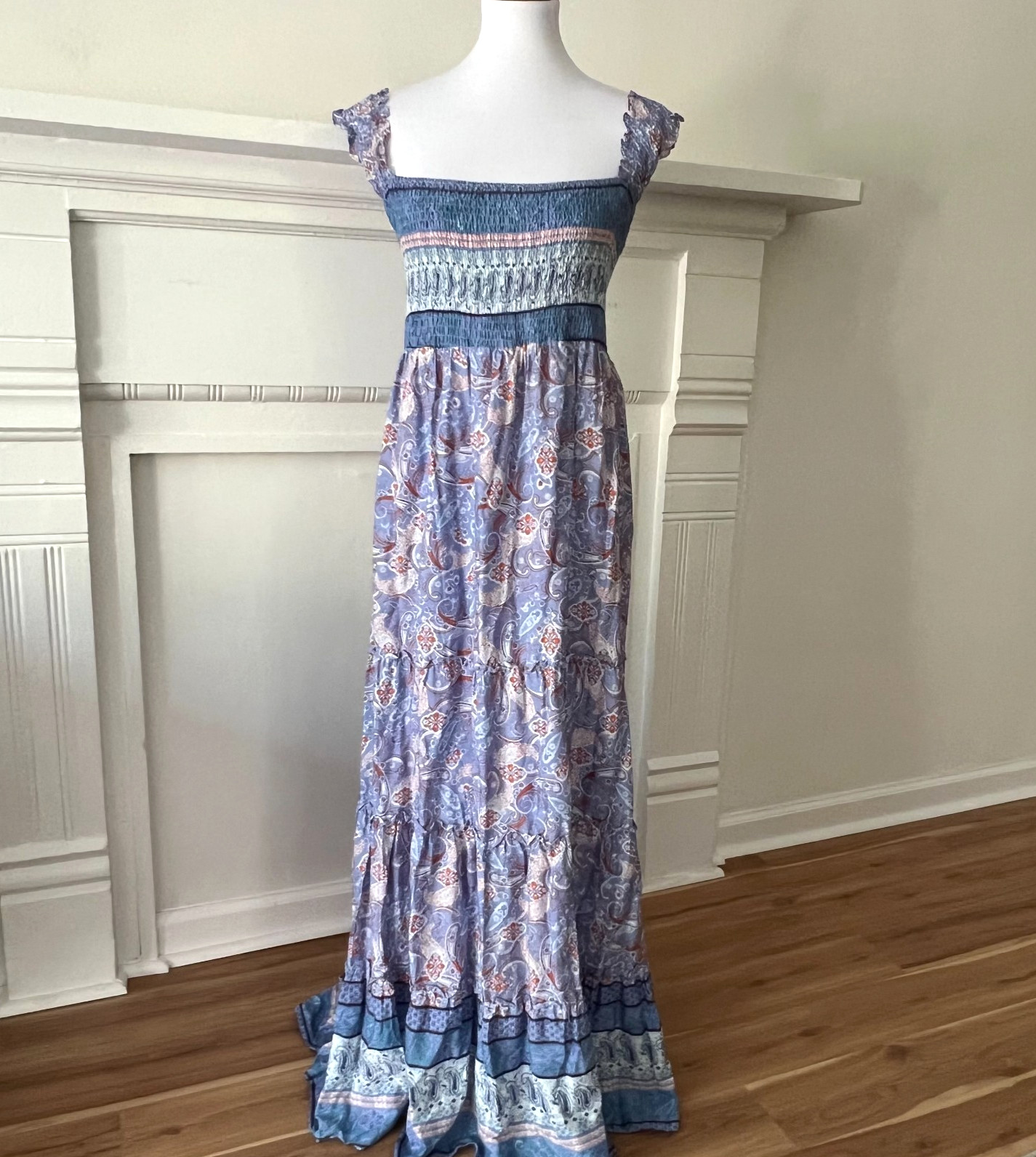 Davi & Dani Womens Plus Size Maxi Dress 3X Boho Tiered Midi Flowy Summer Cottage