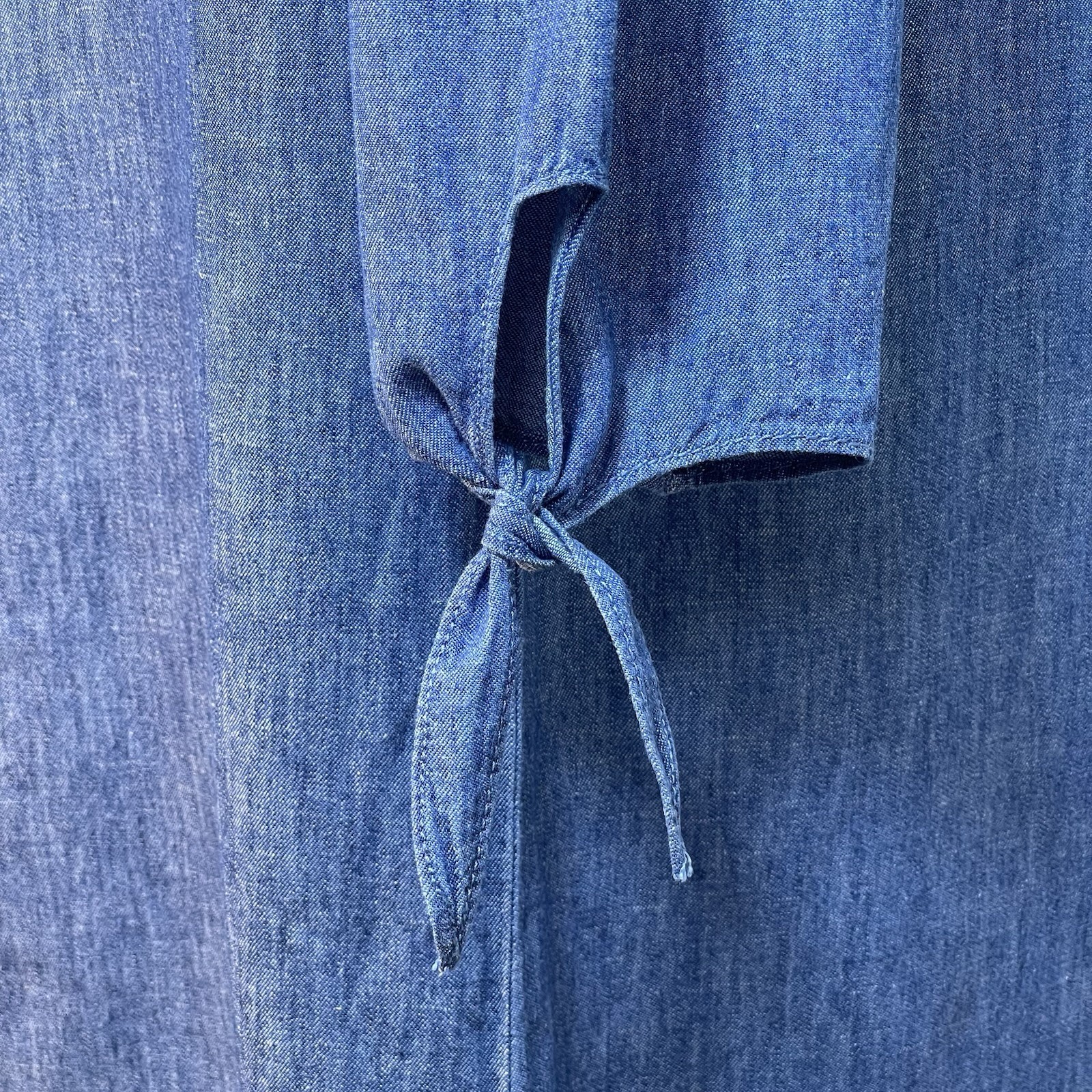 Madewell Blue Linen Blend Chambray Midi Shift Dress Cold Shoulder Relaxed Fit, M
