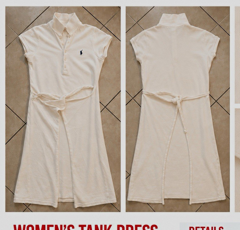 Polo Ralph Lauren Cream Piqué Shirt Dress Collared Cap Sleeve Short M