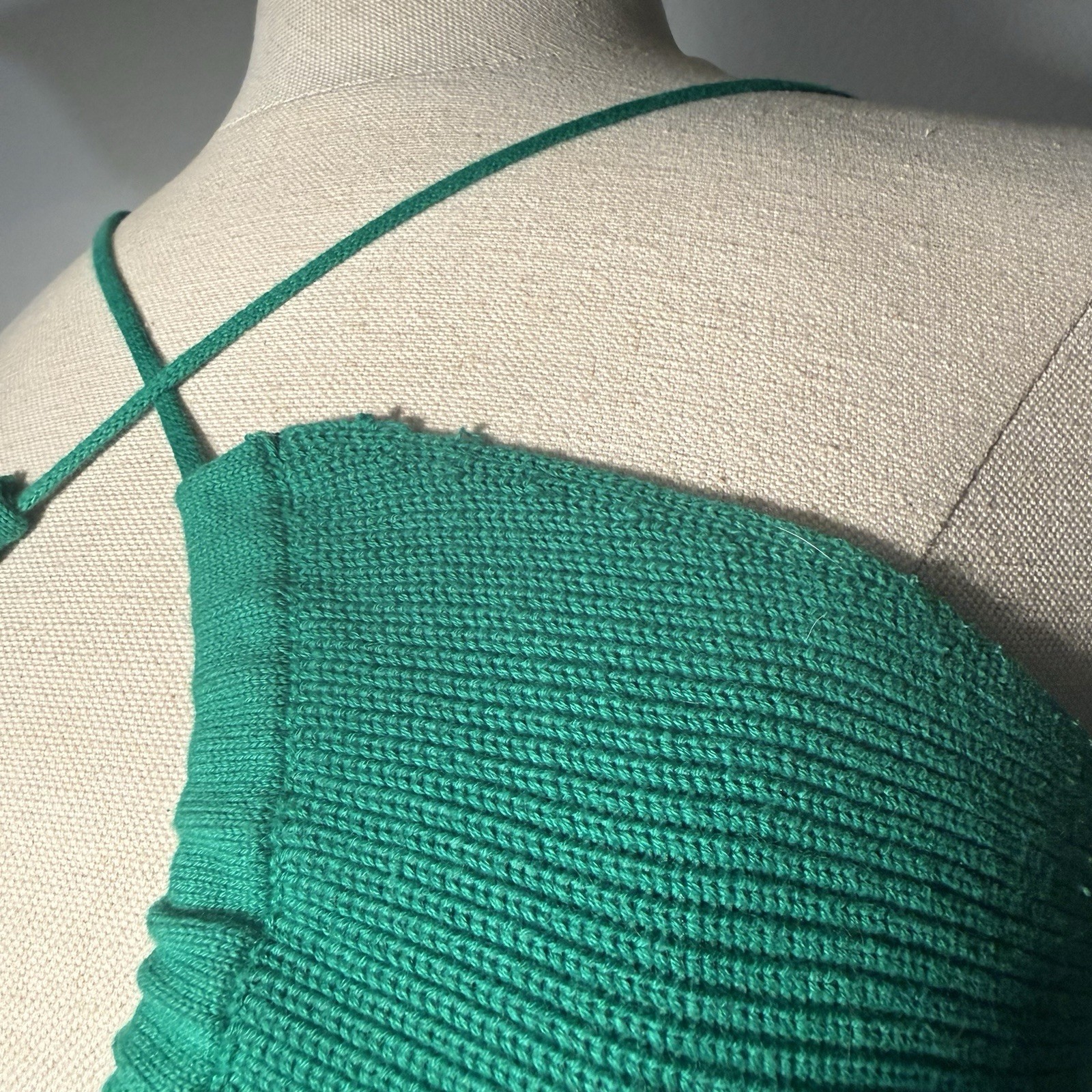 Peppermayo Green Rayon Ribbed Knit Halter Backless Bodycon Mini Dress Women S