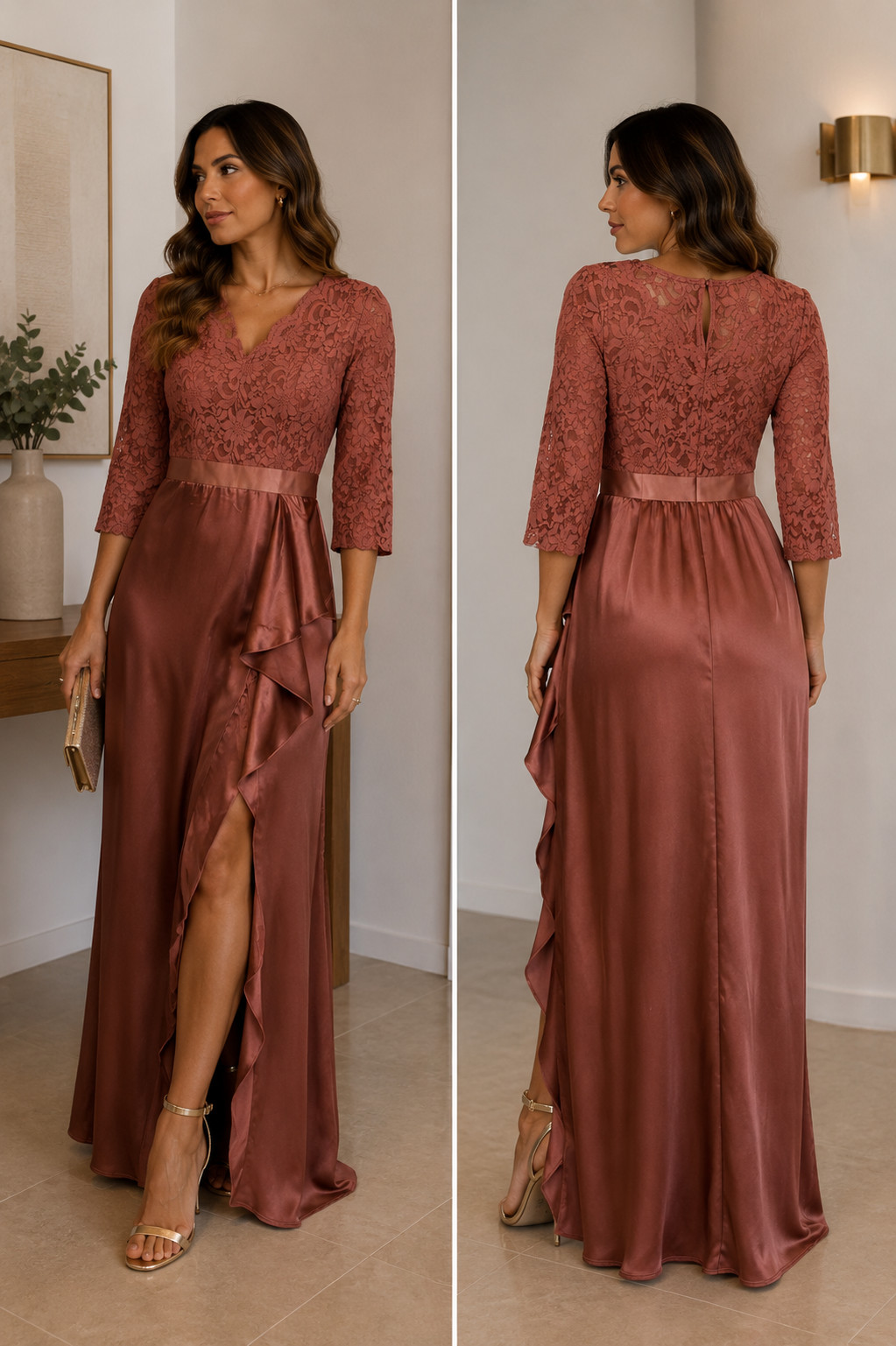 Women’s MIUSOL Mauve Lace Maxi Dress size M