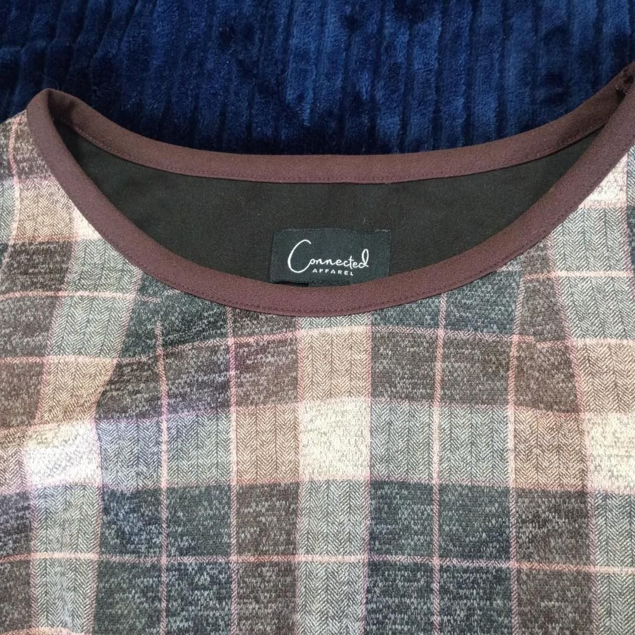 Connected Apparel Plaid Shift Dress Brown Multi Size 4