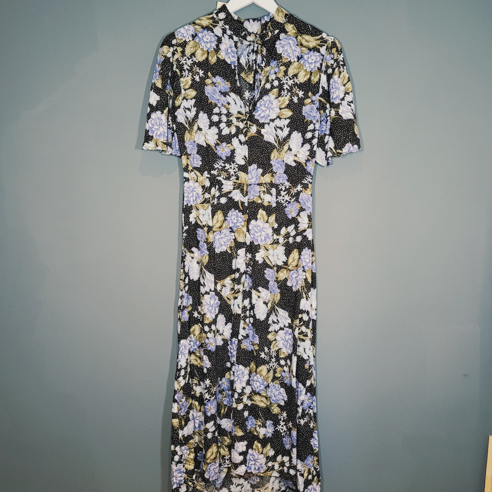 BNWT NEW MISS SELFRIDGE DRESS 10 SHIFT BLUE BLACK FLORAL LONG SUMMER CT900