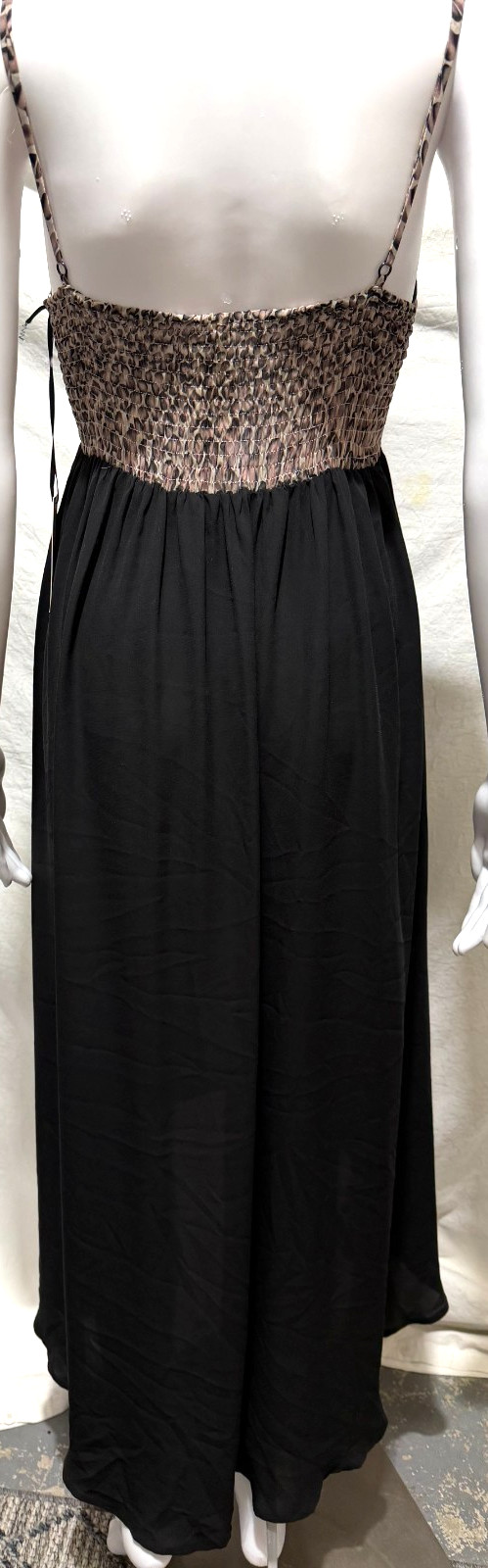 Tilly’s Lira Medium Black With Leopard Print Hi Low Spaghetti Strap Sundress