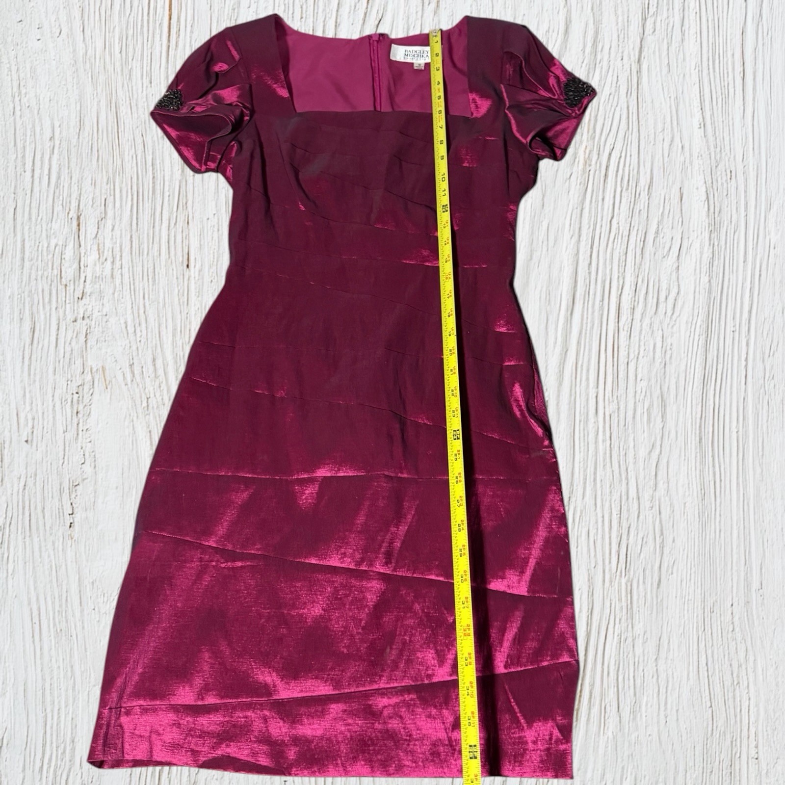 NWT – Badgley Mischka Collection Dress Size 10 Fuchsia Beaded Dress – MSRP $395